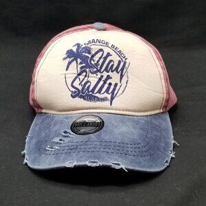 Orange Beach Stay Salty Distressed Strapback One Size Adjustable Ball Cap/Hat